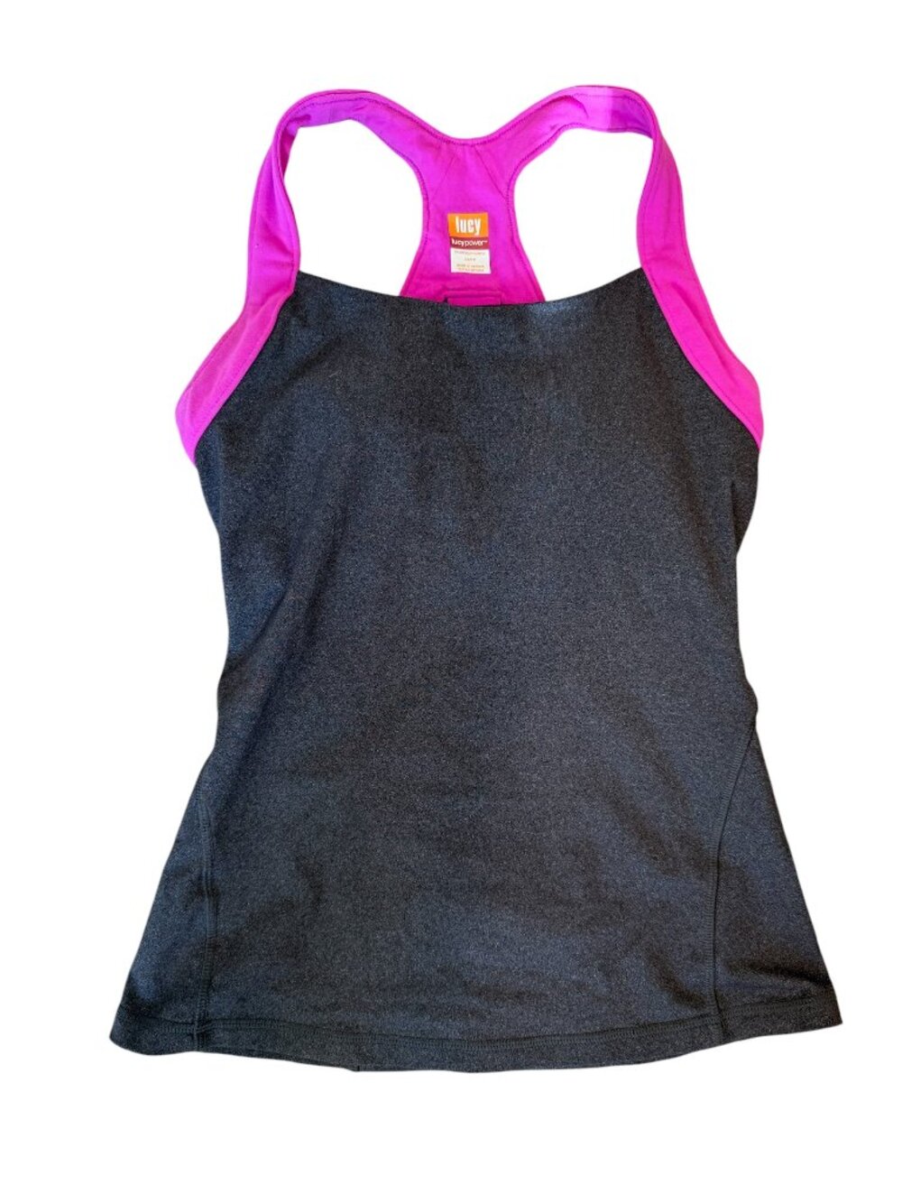 Lucy Power Racerback Workout Tank – Gray & Pink | Women’s XS